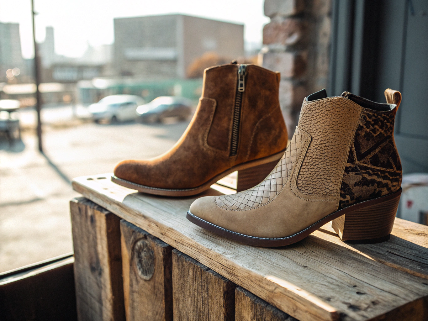 Jane's leather ankle boots close-up