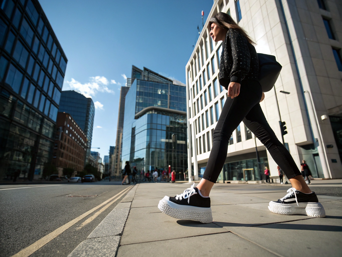 Sophie wearing her platform loafers in Paris